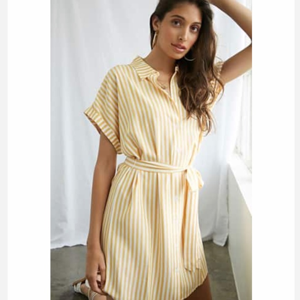 Forever 21 Striped Belted Mini Shirtdress, SM, NWT
